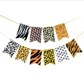 Animal print party banner with leopard zebra and tiger patterns for tropical theme decor - Animal Texture Fishtail Banner