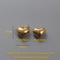 Detail view of 18k gold plated heart pendant showing 14mm dimensions and front back view - P00028G-3D Heart Pendant 14x12