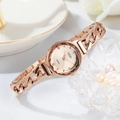 Montre GEDI pour femme en or rose avec bracelet chaîne évidée et cadran diamanté - Boîtier Or Rose Cadran Rose (YH-6323)