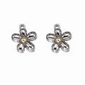 Silver flower pendant with gold center for DIY necklace jewelry making accessory - Flower with Yellow Center