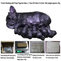 Figurines de Bouledogue Français mère et chiots en résine noire, dimensions 7,4x4,8cm - Bouledogue Français Noir et Chiots