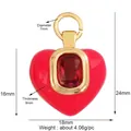 Red heart-shaped copper pendant with rectangle gemstone and detailed size measurements - L267027-Rose Red Square Zirconia Heart