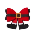 Christmas bow hair clip with red Santa legs design and decorative felt elements - Santa Legs Bow