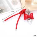 Porte-clés en cuir rouge avec nœud, pendentif cœur et fermoir en forme d'étoile - Porte-clés Nœud Cœur en Cuir (Rouge) / Rouge