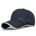 Donkerblauwe sneldrogende sportpet met grijze bies en ademende mesh aan de zijkant - Verstelbaar / Marineblauw