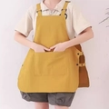 Adjustable yellow water-resistant work apron with front pocket for cafe or kitchen - Yellow
