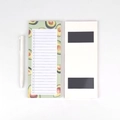 Magnetic avocado-patterned daily planner notepad with back magnets and white ballpoint pen - Avocado