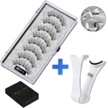 Reusable 5-pair magnetic eyelashes kit with MB1K-5 variant and applicator tool - MB1K-5 / 5 Pairs Eyelashes + White Clip