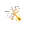 Clou d'oreille cerise en titane doré avec pierres de zircon claires taille 0,88 cm - Grappe de Feuilles - Or (T2543-3#金)