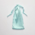 Pale blue satin drawstring storage bag for silk eye masks and gift jewelry items - Fresh Green