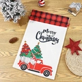 Sacchetto regalo di Natale con coulisse, stampa di Babbo Natale e decoro su legno - Stile Camion Rosso