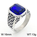 Vintage stainless steel ring for men with rectangular blue gemstone and filigree - US 8 / Style A Steel Blue (KR109902-TGX)