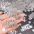 Silver Happy Birthday metallic confetti and round sequins for party table decoration - 100 Pieces / Silver + Circles