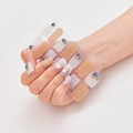 Laser gold nail stickers with blue accents on nails and original sheet display - Blue Gold White Flower Decor Sequin Style (DQ3-114)