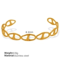 Golden stainless steel hollow Cuban link open bangle with 8.3mm width and 4.8g weight - Chaine d'Ancre Style (SZ83) / Gold