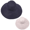 Double-sided wide brim cotton sun bucket hat in navy blue and light pink for women - Navy Blue