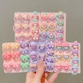 Colorful kids elastic hair bands set with cute cartoon elephant and fruit charms - Pink Elephant Ice Cream Style / 50-Piece Set (With Bucket)