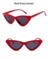 Retro cat-eye sunglasses with vibrant red plastic frames and dark grey lenses for women - Red Frame Grey Lens