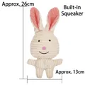 Plush cream white bunny dog toy with squeaker and corduroy texture 26cm - White Rabbit