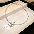 Baroque pearl necklace with mint green faceted beads and adjustable silver clasp - Silver Blue Beaded Necklace (139#)