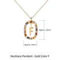 Gold letter F pendant necklace with colorful crystals and 15mm by 10mm size details - Gold Letter F