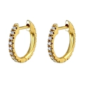 Pendientes de aro dorados con brillantes cristales blancos en un estilo moderno minimalista - Estilo con Incrustaciones de Circonia Dorada (JQH0063-GG-6)