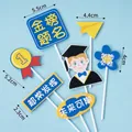 10-piece graduation cake topper set with boy figure and paper airplane stickers - Extraordinary Performance