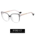 Gafas cat eye transparente negro con lentes anti-luz azul y patillas de metal fino - Blanco Transparente/Negro