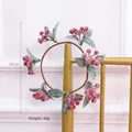 Mini Christmas wreath with red berries and frosted green leaves on 28cm brown frame - 28cm / Berry Green Leaf Wreath Small