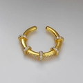 Minimalistische S925 sterling zilveren geometrische oormanchet in goud met zirkoon - Clip-On Earrings / 18K Goud (Enkel)