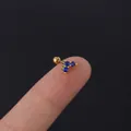 20G gold heart cartilage stud featuring three blue round-cut zircons for piercings - Trinity Cluster Dark Blue Zirconia Style (302-5#)