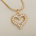 Collar con colgante de corazón dorado de lujo con cristales brillantes y cadena de serpiente - Dorado