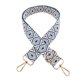 Adjustable navy and white geometric jacquard canvas replacement shoulder strap for bags - Sapphire Blue