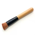 Flat lay of foundation brush with natural wood handle and brown synthetic bristles - Wooden Handle Foundation Brush