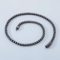 Industrial gunmetal stainless steel box chain necklace with cylindrical push-pull clasp - Model B Oxidized Black