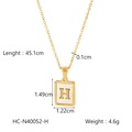 18K gold plated stainless steel H-pendant necklace with white shell inlay, 45cm chain - Letter H (HC-N40052-H)