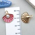 Pink enamel and gold seashell charms with pearls for DIY jewelry and keychains - Dark Pink Pearl Shell