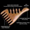 Fünfzahn-Massagekamm aus natürlichem Sandelholz für Kopfhaut-Meridiane und Gua Sha - Verdickter Daumen Aus Grünem Sandelholz