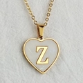 Golden heart shell necklace with letter Z pendant on a minimalist gold chain - Letter Z / Gold