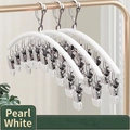 Pearl white curved stainless steel sock drying rack with 10 metal clips for laundry - 10 Clips - 1 Pack / Pearl White