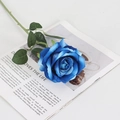 Elegant single blue velvet artificial rose with gradient petals on a magazine - Large Velvet Blue