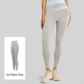 Leggings de fitness de cintura alta Glacier Grey con costuras en contraste para mujer - Gris Glaseado de Hielo / S