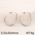 Orecchini a cerchio a U in argento con design ovale irregolare, misura 35x30x4mm - Color Acciaio