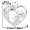 Guida alle dimensioni del pendente cuore luna: altezza 19mm e larghezza 17mm - Ciondolo / Argento