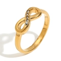 18K gold plated infinity ring featuring five sparkling inlaid crystals on a polished band - US 6 / Diamond-set Infinity Ring / Gold