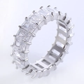 Classic stainless steel eternity ring featuring square-cut cubic zirconia in a prong setting - US 6 / Steel