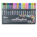 36 color double line outline pens with metallic glitter finish and waterproof pigment ink - 36 Colors
