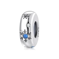 S925 sterling silver snowflake charm with blue gemstone for DIY bracelets - 925 Sterling Silver/Zirconia / Blue Snowflake(PA0021)
