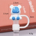 White silicone astronaut bear straw topper for Stanley tumblers with 10mm diameter loop - Goodnight Bear