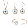 Rose gold evil eye jewelry set with necklace earrings and pearl bangle bracelet - Rose Gold Shell Style (KS118303-K+KB123060-K)